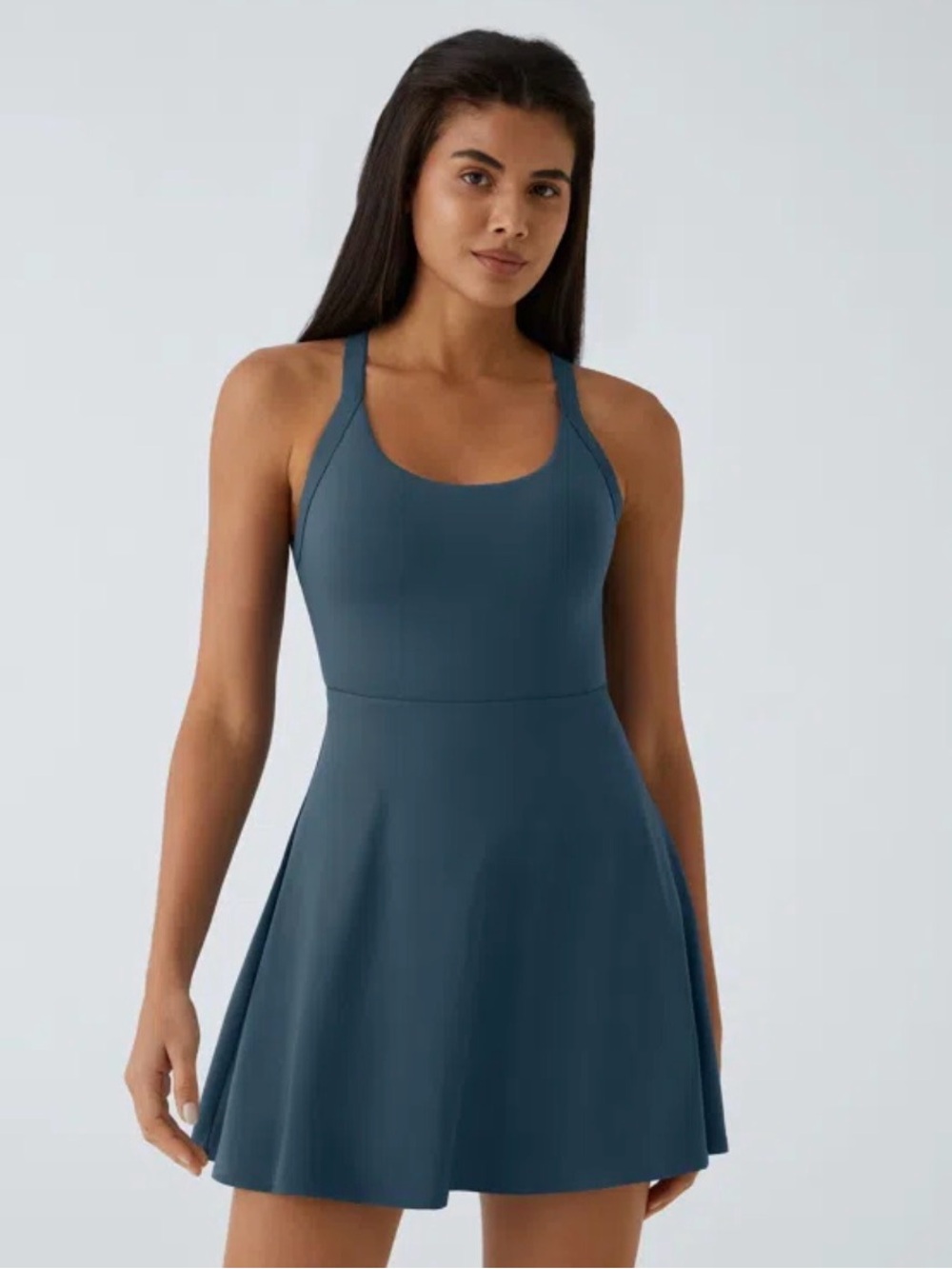 HALARA Softly Zero Teal Scoop-Neck Fit & Flare Mini Dress Size L